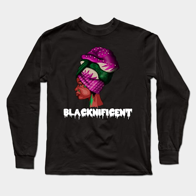 Black Beauty, Afro Woman, Magnificent Long Sleeve T-Shirt by dukito